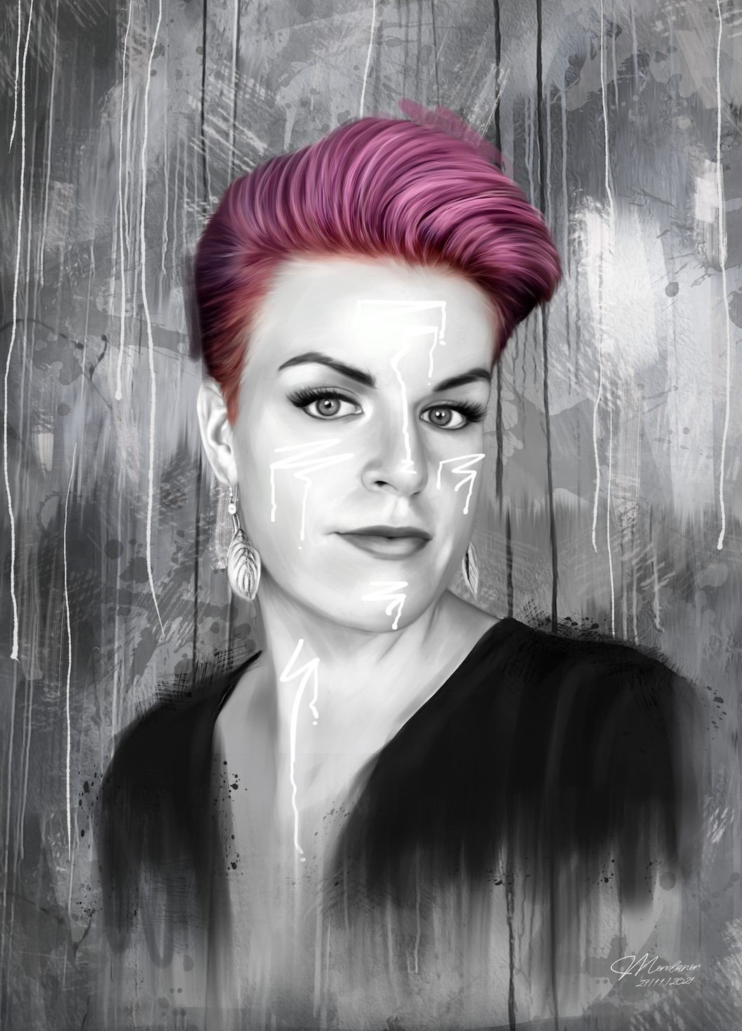 portret zeny s cervenymi vasy